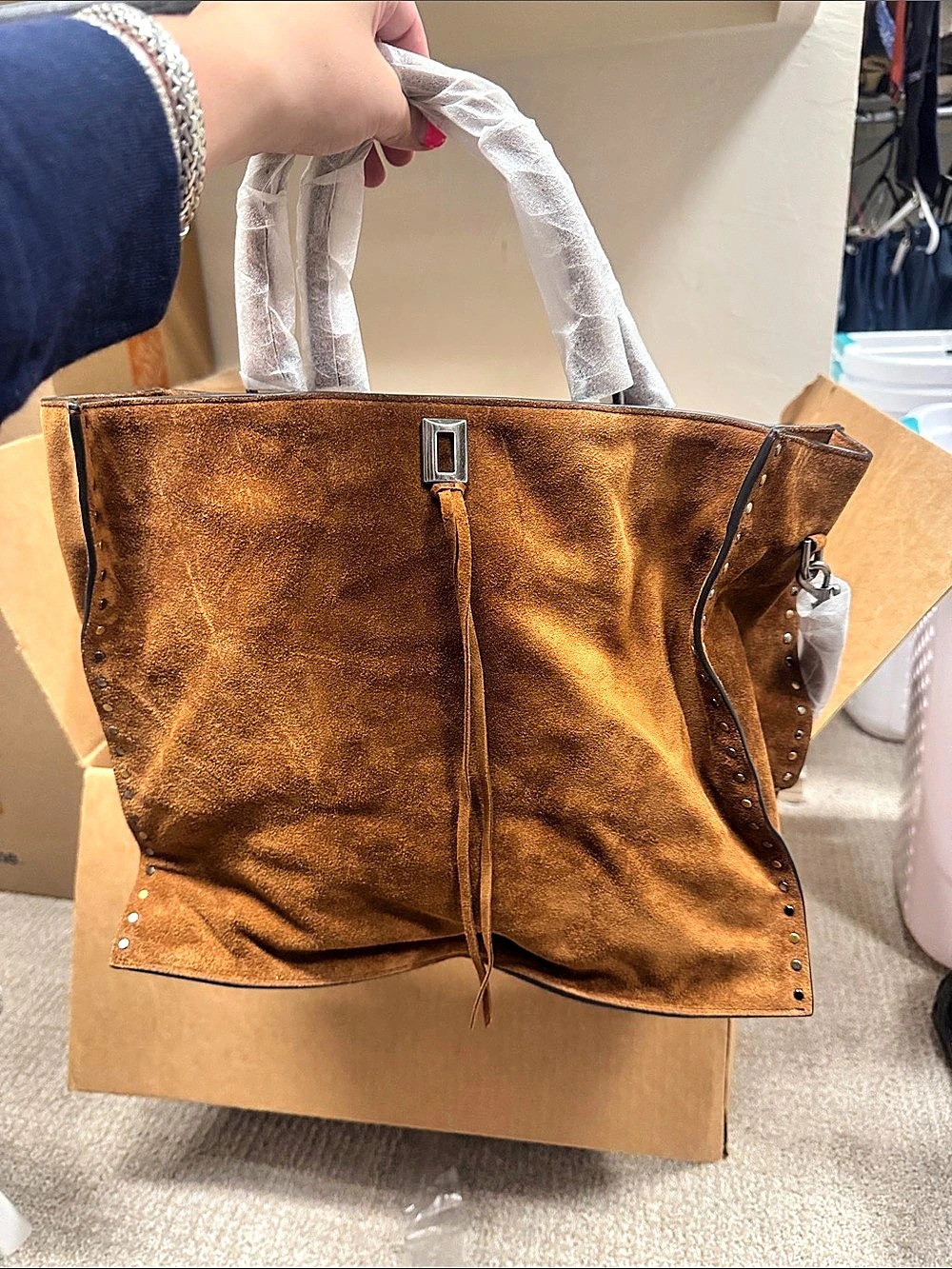 Rebecca Minkoff Darren Tote Brown Studded NWT